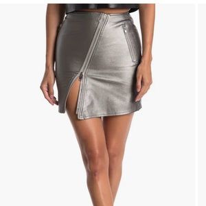 Silver Faux Leather Mini Skirt